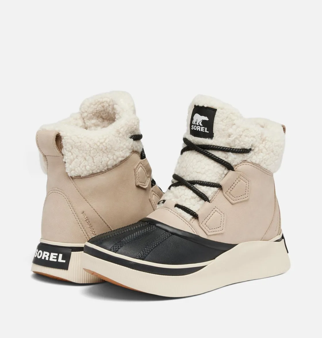 SOREL OUT N ABOUT™ IV Chillz Women's Waterproof Boot Omega Taupe, Black Clearance