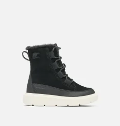 SOREL EXPLORER™ III Lace Children's Waterproof Boot Black, Sea Salt