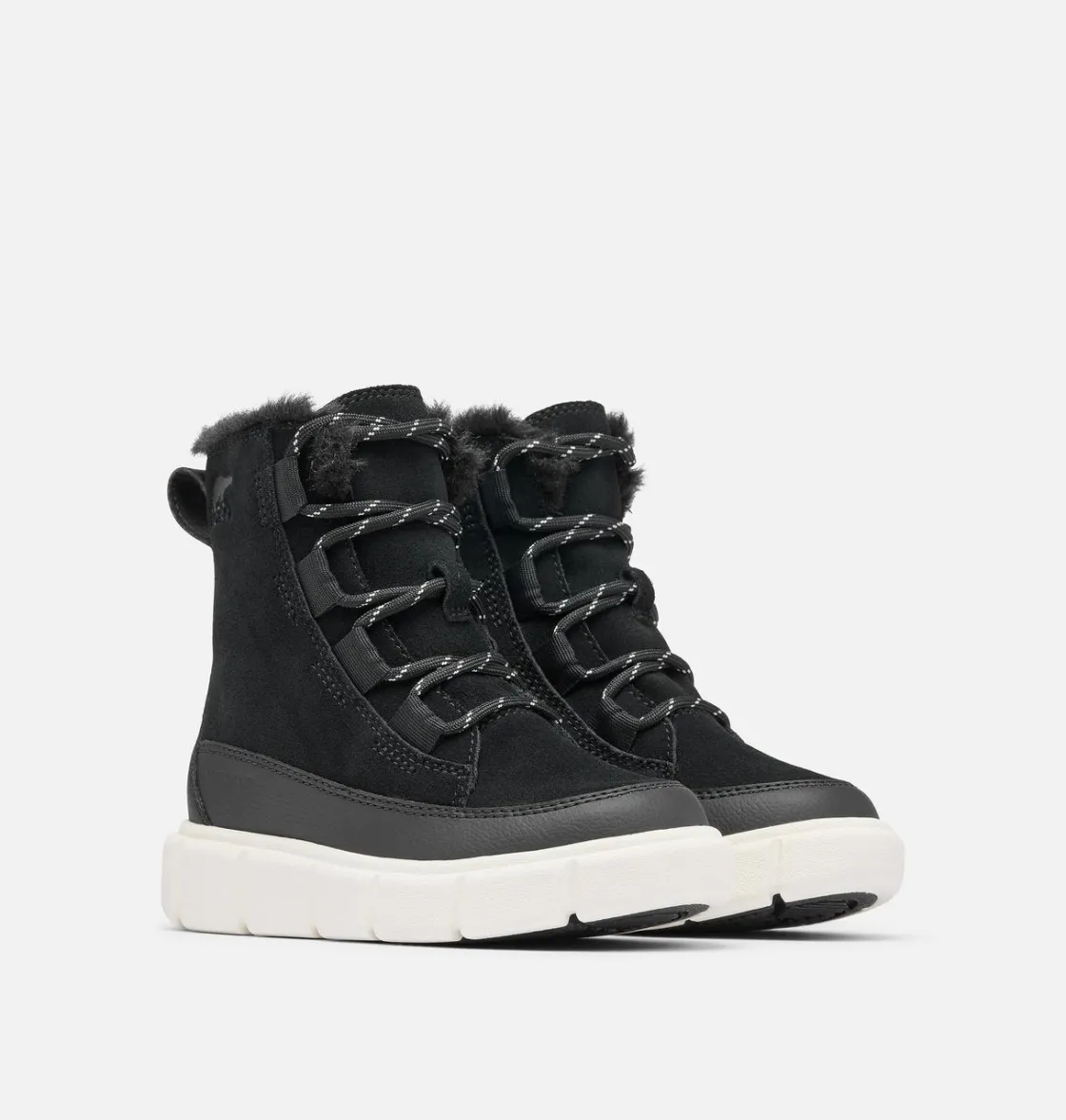 SOREL EXPLORER™ III Lace Children's Waterproof Boot Black, Sea Salt