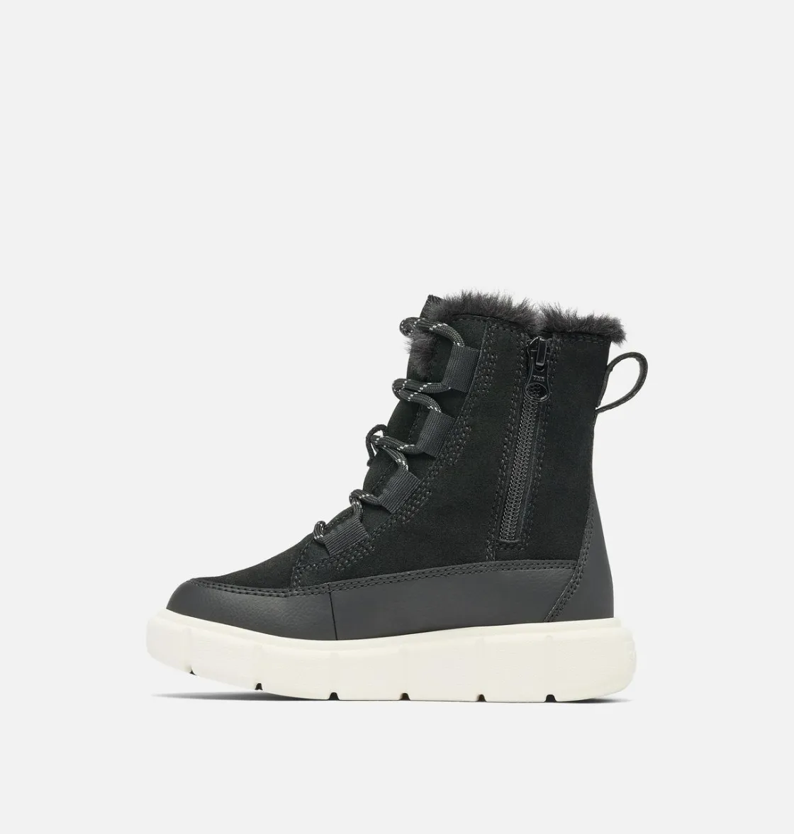 SOREL EXPLORER™ III Lace Children's Waterproof Boot Black, Sea Salt