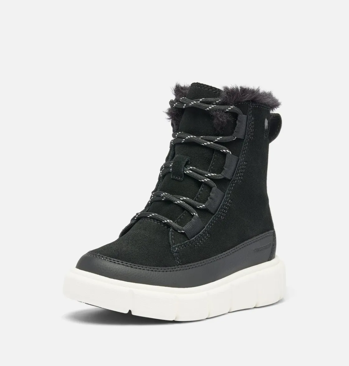 SOREL EXPLORER™ III Lace Children's Waterproof Boot Black, Sea Salt
