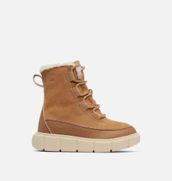 SOREL EXPLORER™ III Lace Children's Waterproof Boot Tawny Buff, Bleached Ceramic Outlet